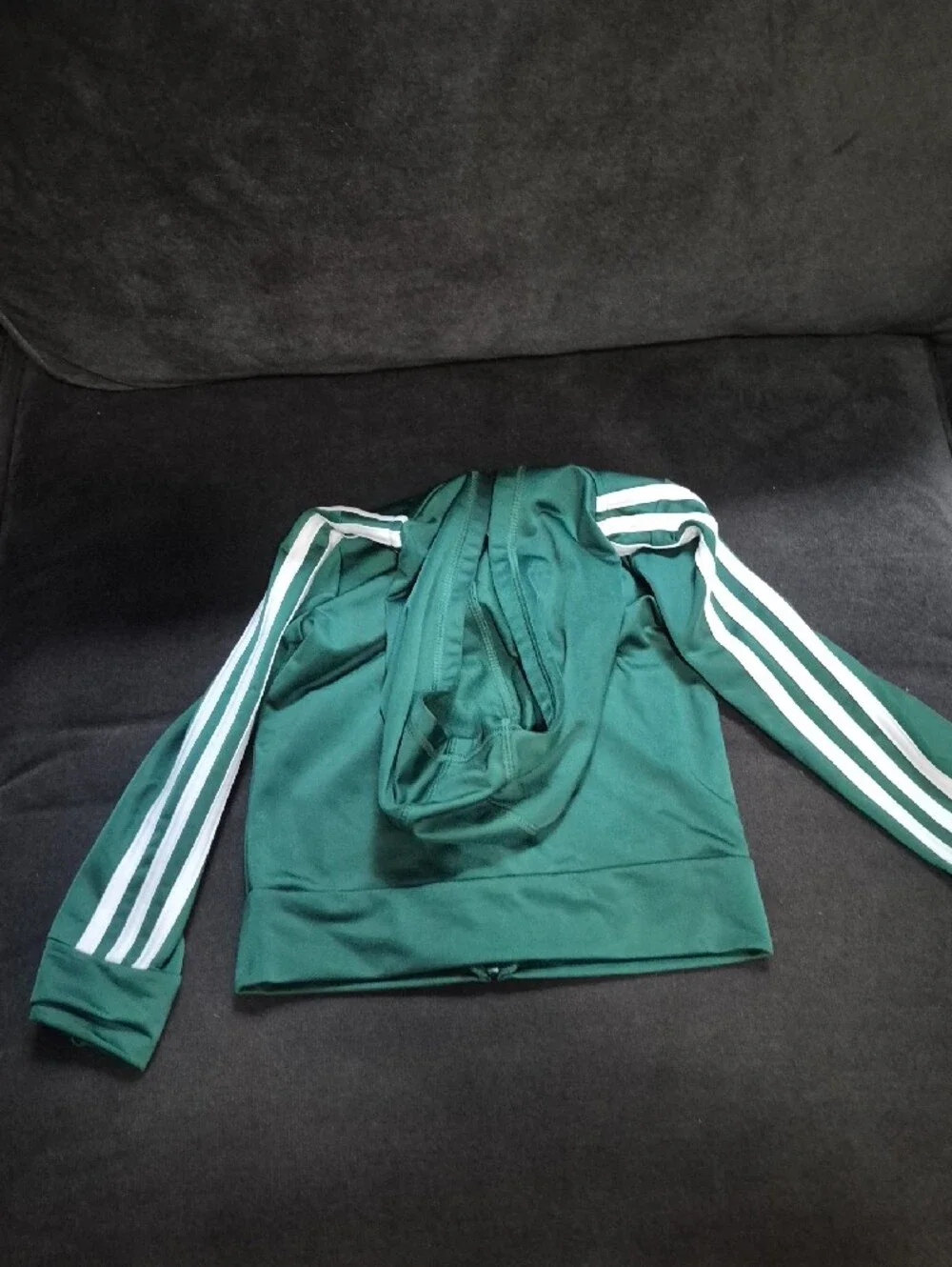 adidas Green Hooded Tracksuit with White Stripes